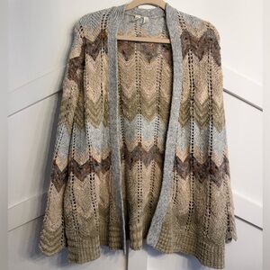 Anthropologie Chevron Knit Cardigan in Earth Tones
